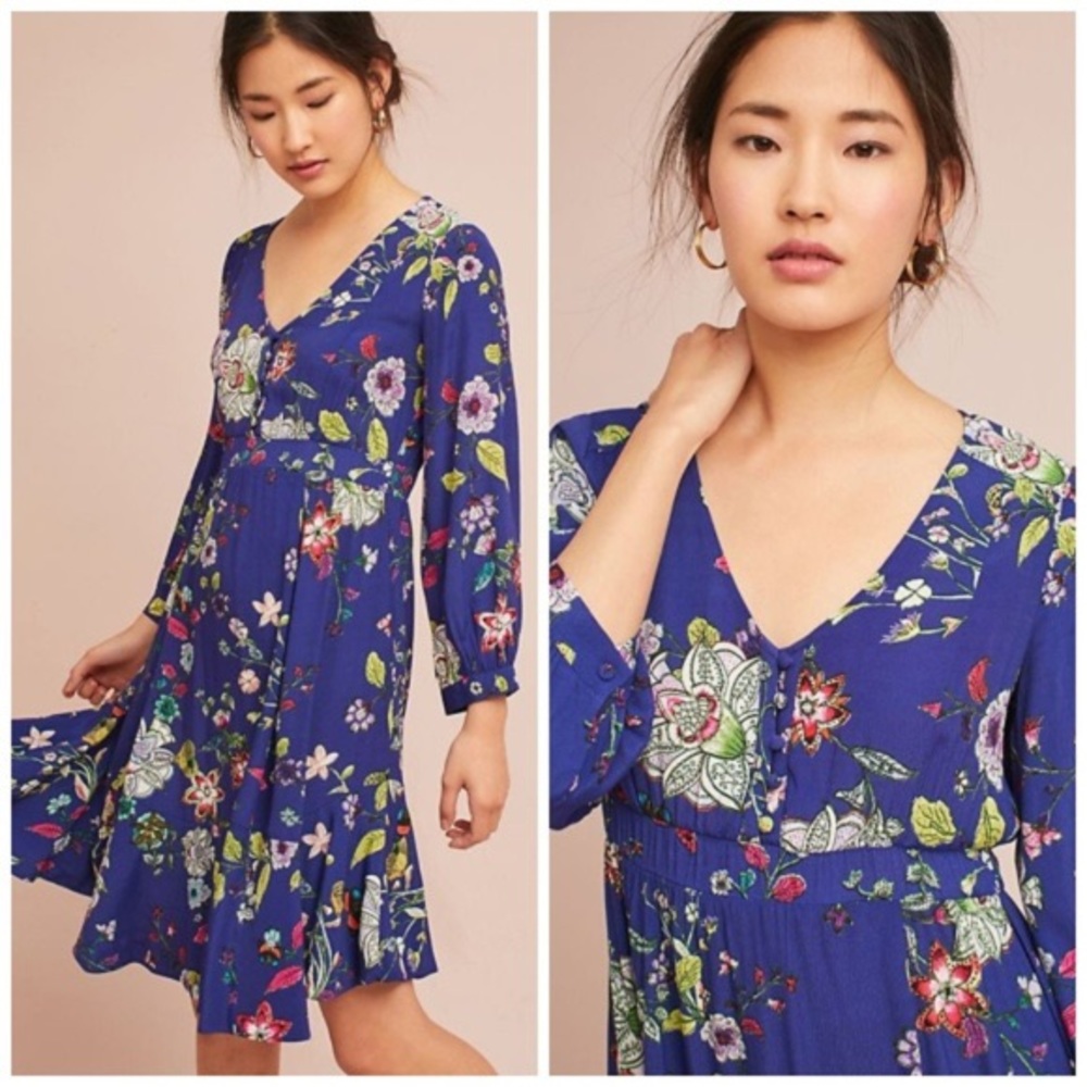 Maeve Anthro Mapewood fit flare floral dress sz XL